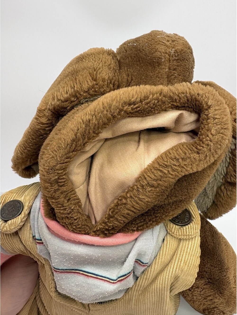 Ganz Brothers “Wrinkles” Brown Dog Puppet 7006466 Brown Corduroy Overalls Vtg 81 - Picture 3 of 6